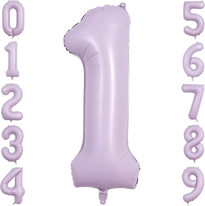 40" Pastel Purple Foil Number 1 Balloon by TNCDJKPA