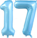 Pastel Blue 17 Balloon Number, Light Blue 17 Balloons by BBPOOL