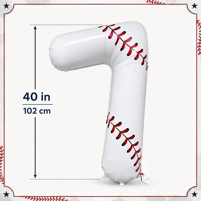 40 Inch Baseball Number 7 Foil Balloon, Baseball Birthday Decorations, Sport - Image 2