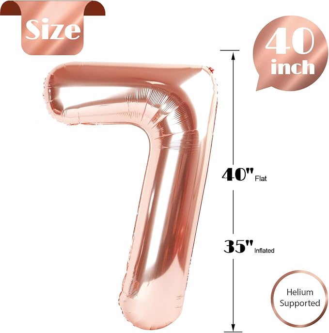 Rose Gold Number 7 Balloon 40 Inch - Image 5