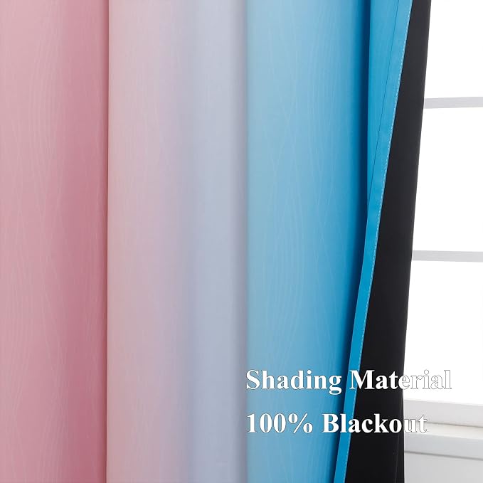 Ombre Pink and Blue Blackout Curtains 72 Inch Length 2 Panels, Full Light - Image 5