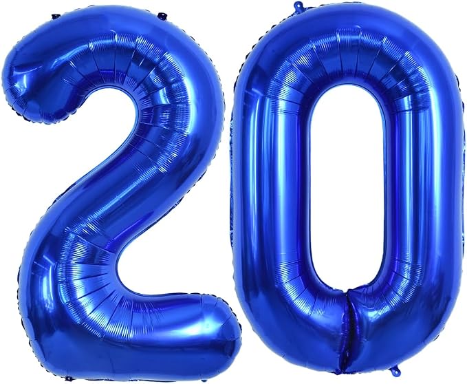 TONIFUL 40 Inch Navy Blue Number 20 Balloon Large Foil 20th Birthday Decor | by TONIFUL