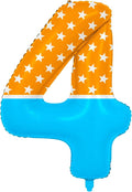 40 Inch Orange Blue Number 4 Balloon, Bow Tie Glasses Design by Unknown