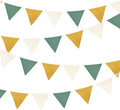 2 Sets of Yellow Green Nursery Garland Fabric Baby Banner 24Pcs Linen Triangle by pinkblume