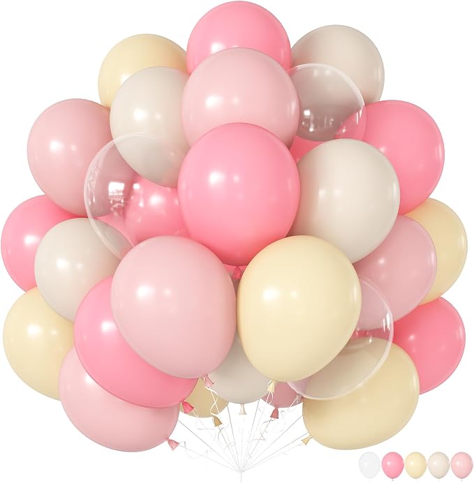 Pink and Yellow Balloons, 12 Inch Pastel Balloon by KAINSY