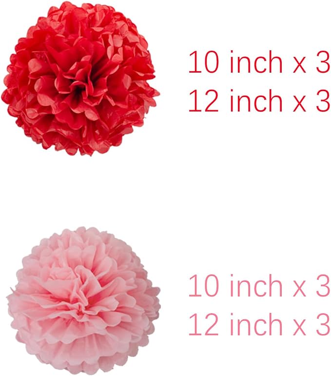 Pink Red Tissue Pom Poms Paper Kit DIY Decorative Flowers Ball - Image 3