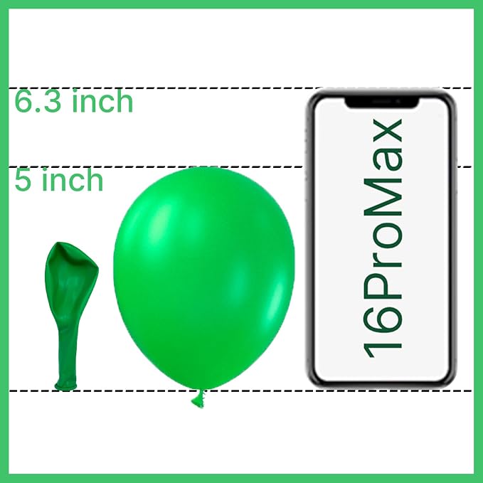 PartyWoo Green Balloons 100pcs Balloons Green Latex Helium 5 Inch | Birthday - Image 2