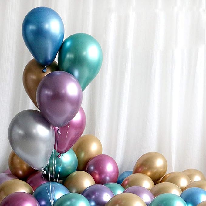 Metallic Balloons 12 inch, Colorful Chrome Shiny Party Balloons | Latex Globos - Image 6