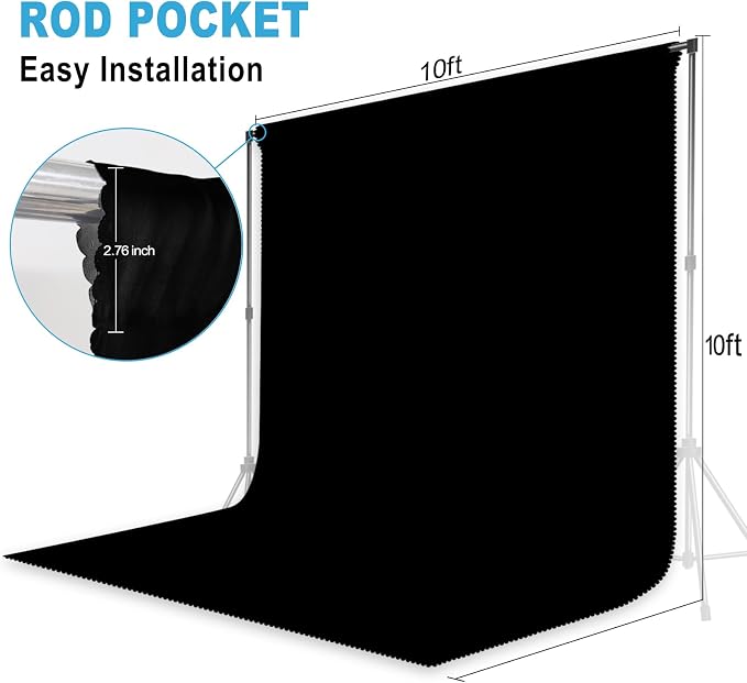 Black Photography Backdrop for Photoshoot, 10x10 FT | Versatile Studio Photo - Image 2