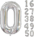 40 inch Silver Number Balloon Giant Foil Helium Balloons Silver Number 0 Balloon by Yeodong