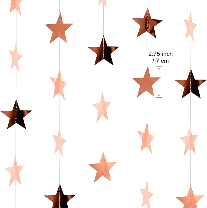 Patelai 130 ft Star Garland Banner Decor, Rose Gold - Image 2