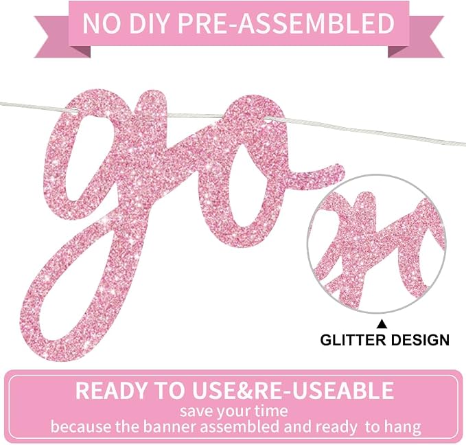 BEISHIDA Glitter Pink Pre-Strung Go Shawty It's Your Birthday Banner Decor | NO - Image 3