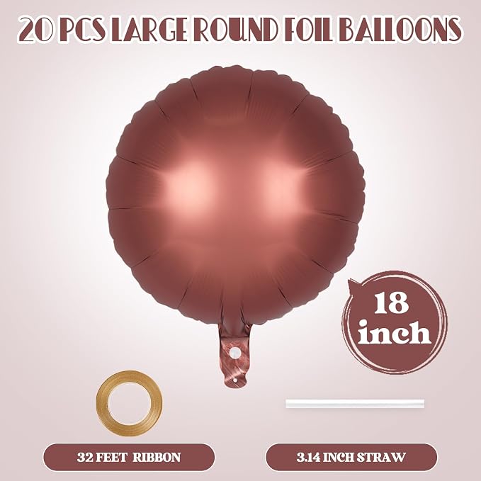 20 Pcs Chocolate Round Shaped Balloons, 18 Inch Round Foil Balloon, Giant Round - Image 2