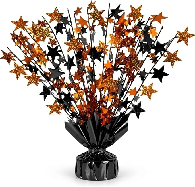 PMU 12 Pack Bursting Star Metallic Foil Spray Centerpiece- Metallic Black & by PMU