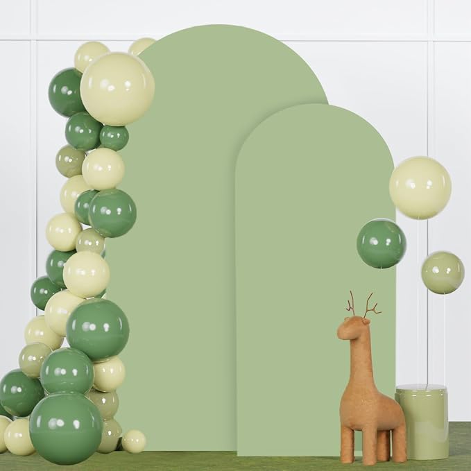 FANPROMS Wedding Arch Cover Set of 2 Sage Green Arch Backdrop Cover 6 7.2FT by FANPROMS