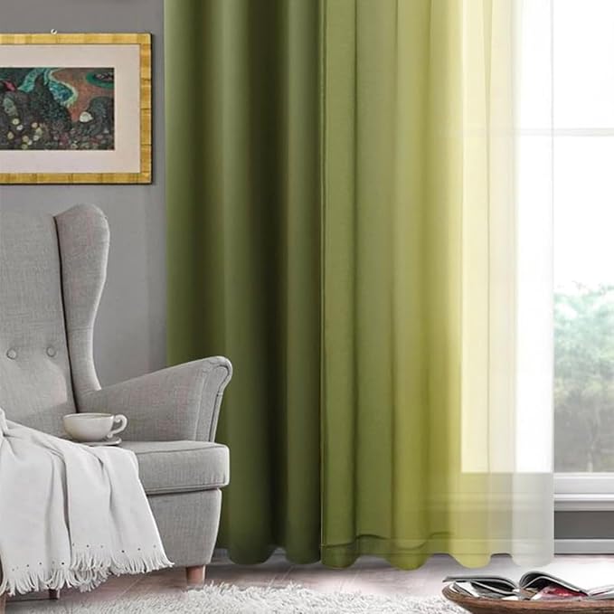 DWCN Ombre Faux Linen Sheer Curtains - Image 6