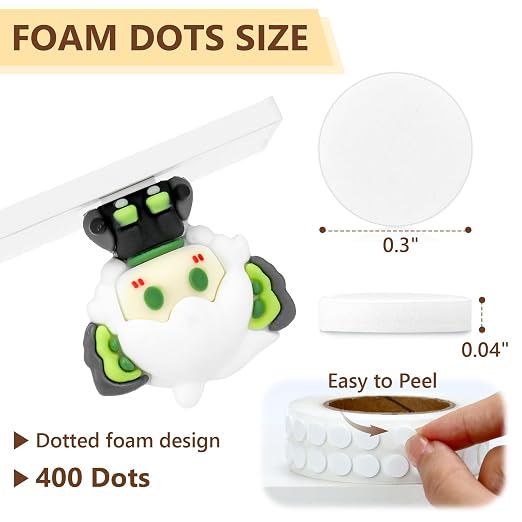 400 PCs 1mm Thin Double Sided Foam Dots 0.3" Adhesive Foam Tape - Image 2