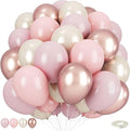Dusty Pink Balloons, Blush Pink Metallic Rose Gold Double Stuffed Pearl White by Togvu
