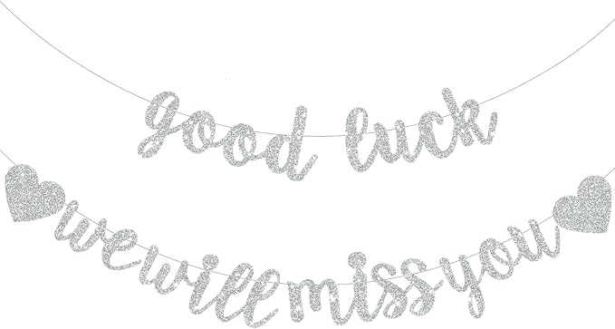 BEISHIDA Silver Good Luck We Will Miss You Banner Party Decor No DIY | Glitter by Beishida