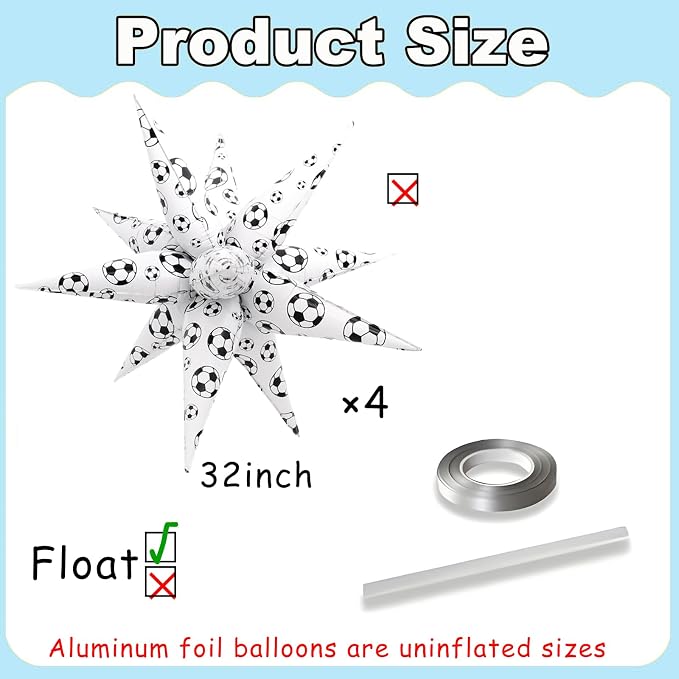 Soccer Balloons Soccer Ball Explosion Star Foil Balloons World Cup Party - Image 2