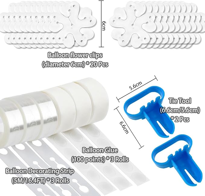 Balloon Arch Kit 20pcs Balloon Flower Clips & 2pcs Balloon Tying Tool & 49.2ft - Image 2
