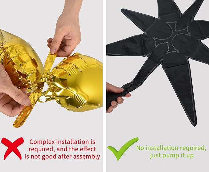 TONIFUL 4 Pcs Explosion Star Balloons Black Foil Balloon Party Decorations | 22 - Image 3