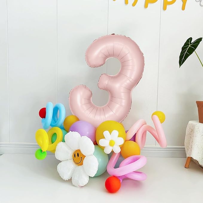 40 inch Pink Number Balloon Light Pink 3 Balloon Number 3 Balloon - Image 5