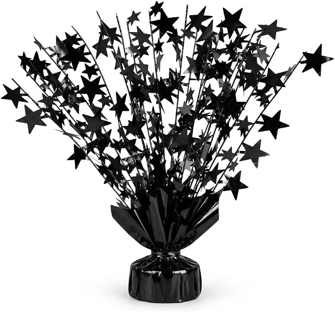 PMU 6 Pack Bursting Star Metallic Foil Spray Centerpiece- Metallic Black by PMU