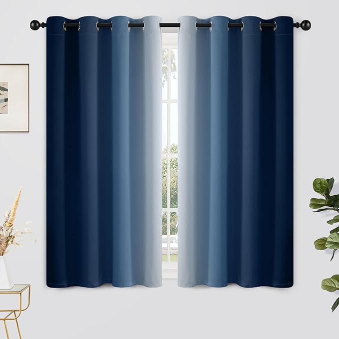 Yakamok Ombre Curtains Blue and Greyish White by Yakamok