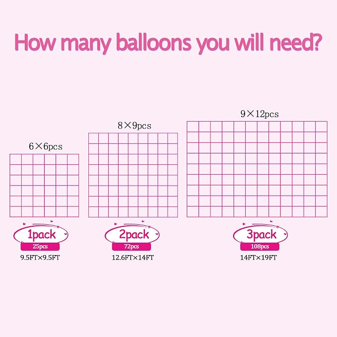 36pcs Hot Pink Square Foil Balloons Wall Backdrop, Double Sided Magenta Mylar - Image 5
