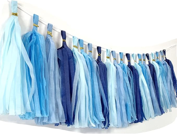 20pcs Tissue Paper Tassels Blue Tassel Garlands Party Tassels Banner | able - Image 3