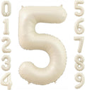 Cream 5 Balloon Number 40 Inch Cream White Number 5 Balloon Helium Mylar 5 by BBPOOL