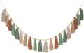 Sage Green Brown Boho Yarn Wood Bead Tassel Garland Wall Hanging Decor Neutral by WelcometoTasuwat