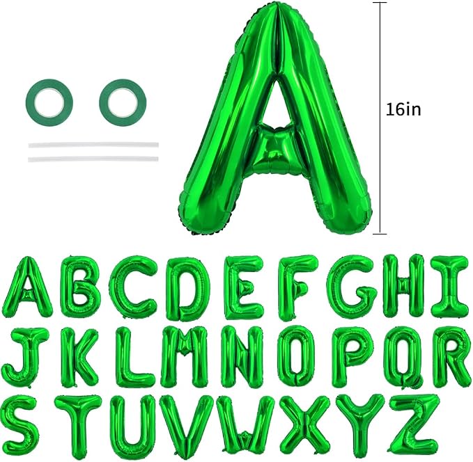 TONIFUL Green Letter Balloons 2 Set 16 Inch A-Z Custom Alphabet Banner | 52 Pcs - Image 2