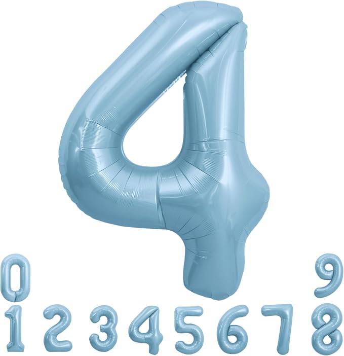 TONIFUL 40 Inch Light Blue Large Numbers Balloon 0-9 Foil Mylar Big Number by TONIFUL