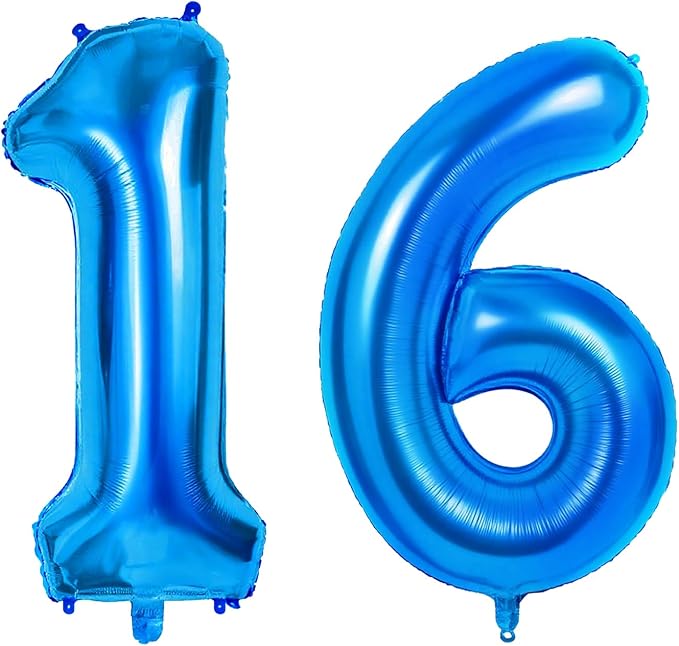 Number 16 Balloons for 16th Birthday Party Decorations, 0-100 Large No.16 by Joycard
