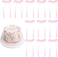30 Pack Bow Cake Toppers Pink Ribbon Bows by NatNarr