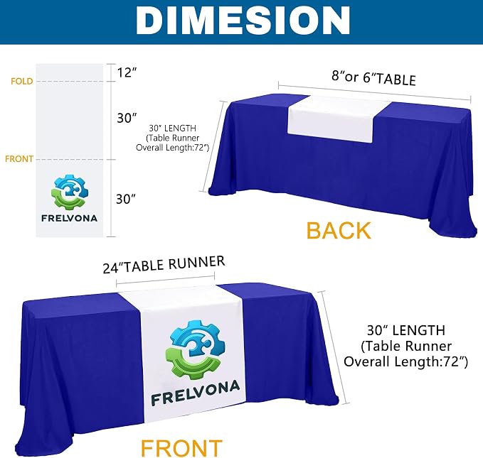 Custom Table Runner with Business Logo 36 in x 72 in, Customzied Banner and - Image 2