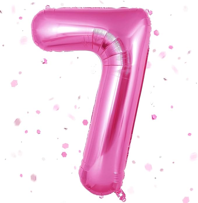Pink Number Balloons, Large Hot pink Number 7 Balloon 40 Inch Pink 7 Balloon by Yeodong