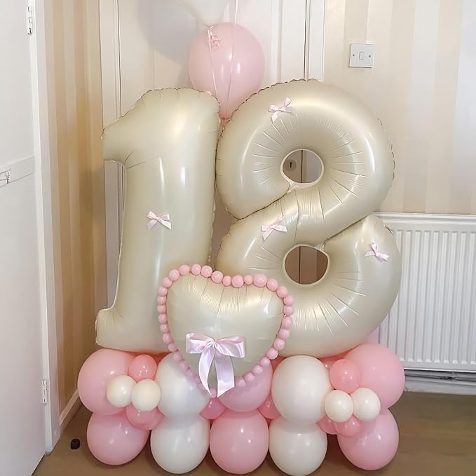 Cream 13 Balloon Number 40 Inch Cream Number 13 Balloon Helium Mylar Balloons - Image 4