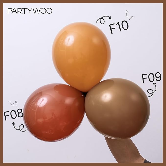 PartyWoo Balloons3309 | Dark Sand Beige Neutral Boho Fall Gold Confetti Balloons - Image 4