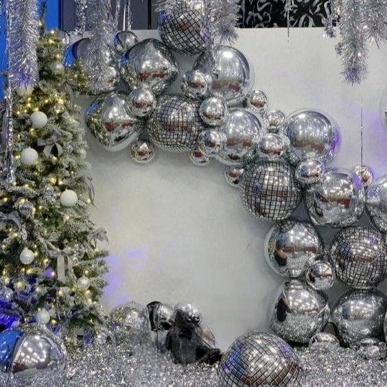 HILAVO 12PCS Silver Foil Balloons, 22in 15in 10in Different Sizes 4D Round Foil - Image 6