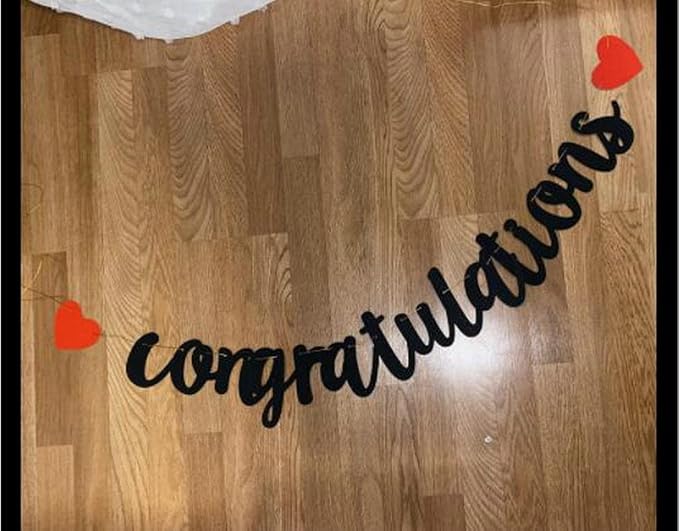 Congratulations Banner Black Letters & Red Symbol Hanging Paper Sign Decorations - Image 3
