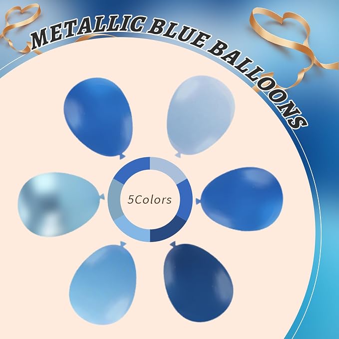 160Pcs 12 Inch Metallic Blue Balloons Chrome Navy Pearl Pastel Macaron Light - Image 3