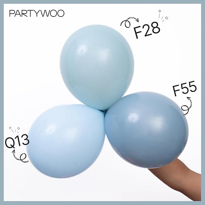 PartyWoo Dusty Blue Balloons 101pcs Light Blue Aqua Boho Color | Balloons - Image 5