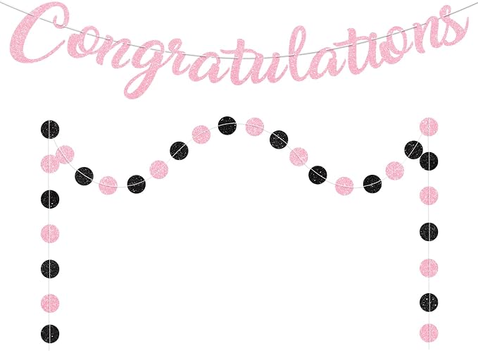 Pink Congratulations Banner Sign Prestrung Congrats Banner Garland by Blopee