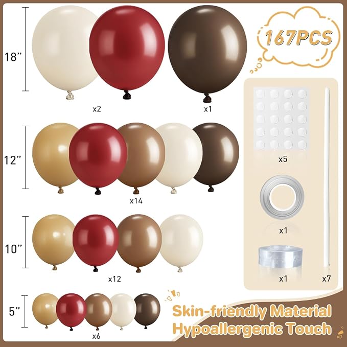 Burgundy Brown White Balloon Garland Arch Kit - Image 2