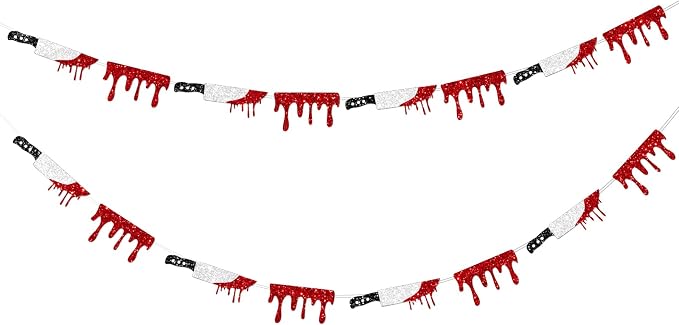 Glitter Knife Blood Drop Banner - Image 2