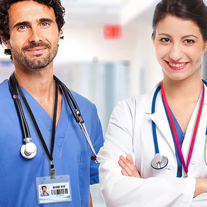 Name Tag 100 Pack Badge ID Card Holders Clear Plastic Vertical Premium Badge Holder