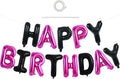 TONIFUL Black Hot Pink Happy Birthday Balloon Banner Decor by TONIFUL